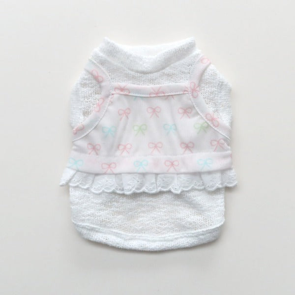 Ribbon Mesh Inner T-Shirt – White