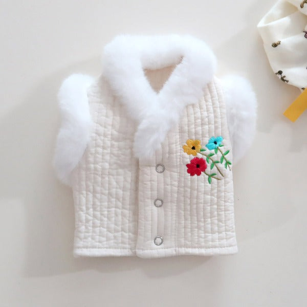 Floral Quilted Baeja Vest – Ivory