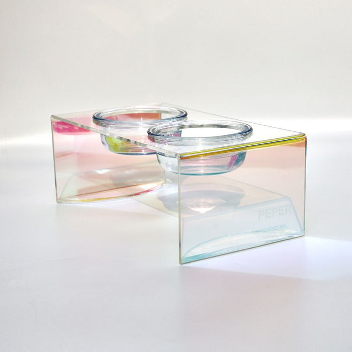 Shimmer Pet Table 2 Bowl – Yellow Pink