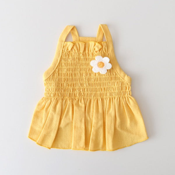 Linen Smocked Dress – Yellow