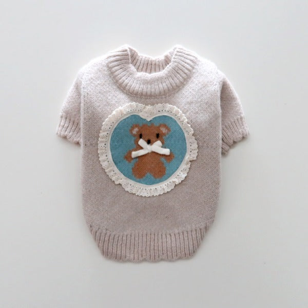 Lovely Bear Knit Sweater – Light Beige