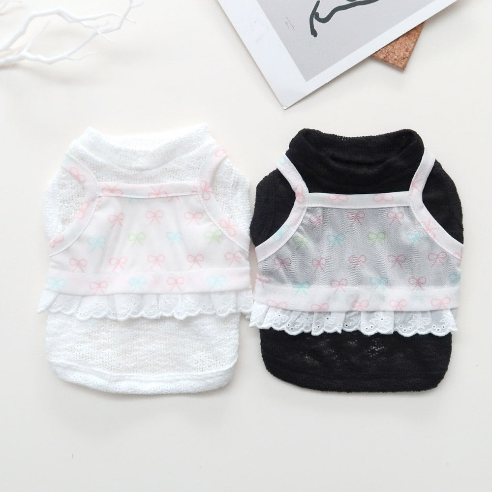 Ribbon Mesh Inner Tee (White)