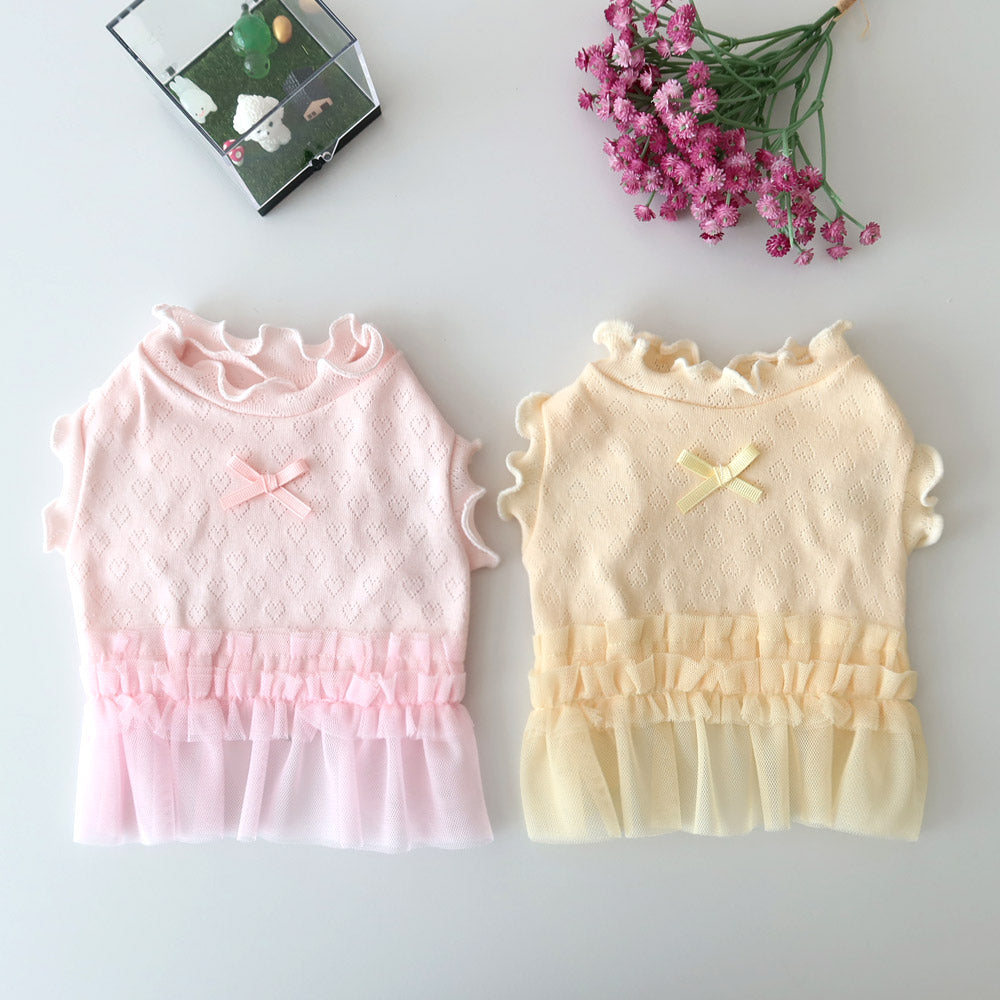 Cotton Heart Ruffle Dress (Pink)
