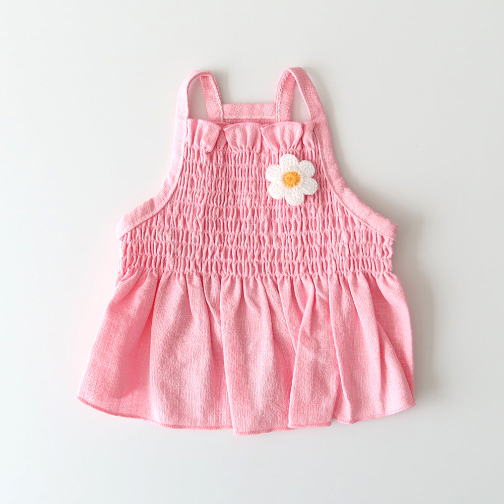 Linen Smock Dress (Pink)