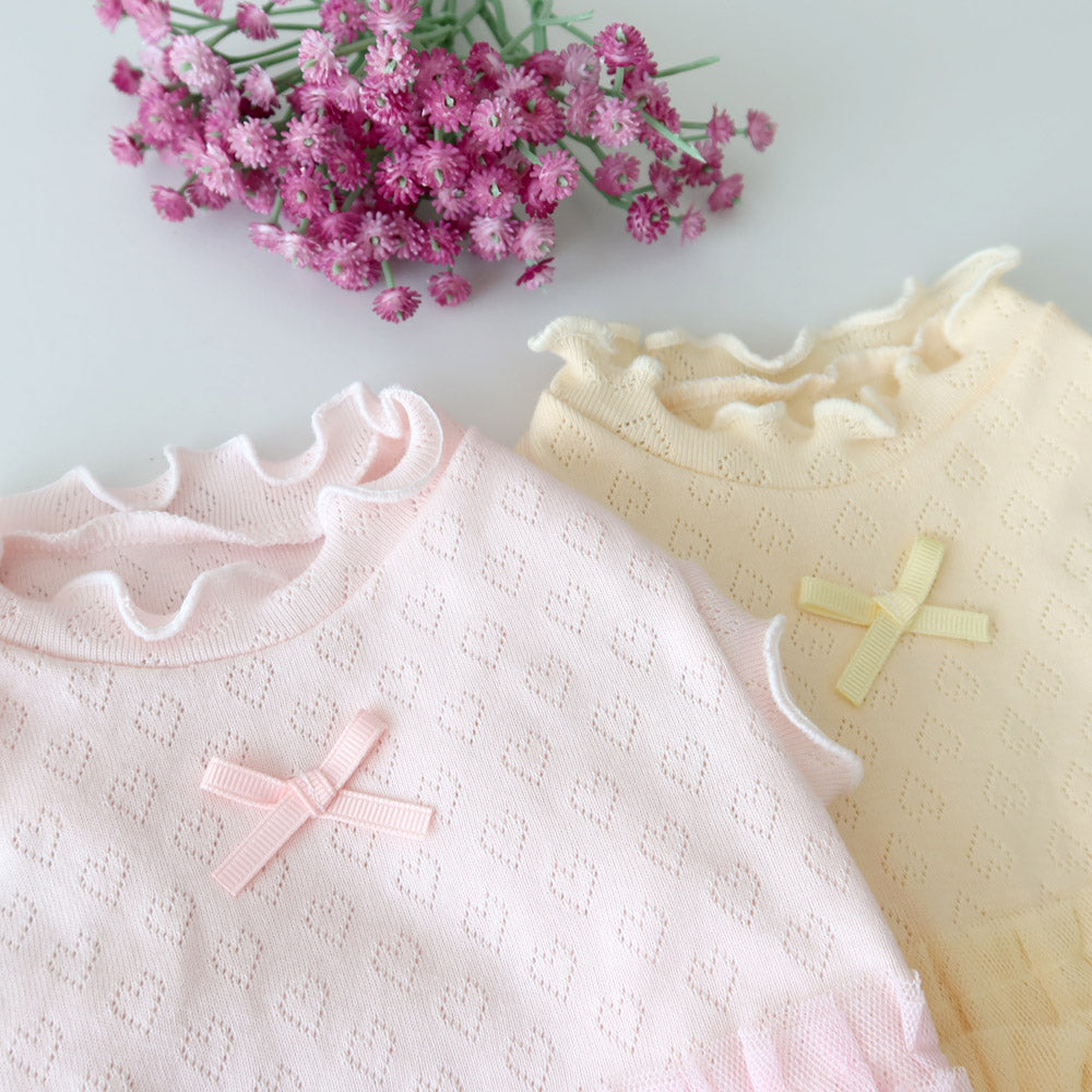 Cotton Heart Ruffle Dress (Yellow)