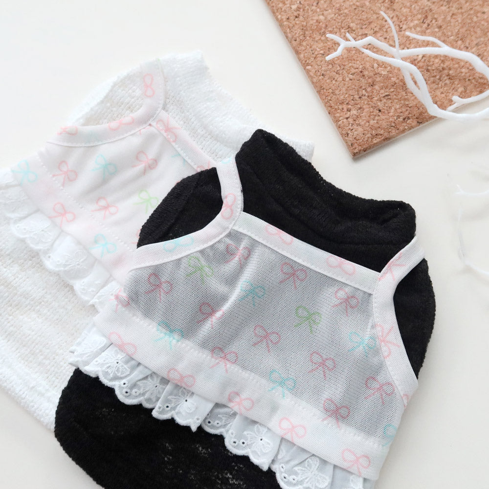 Ribbon Mesh Inner Tee (White)