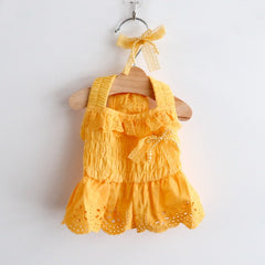 Ribbon Dress and Hairpin Set – Yellow