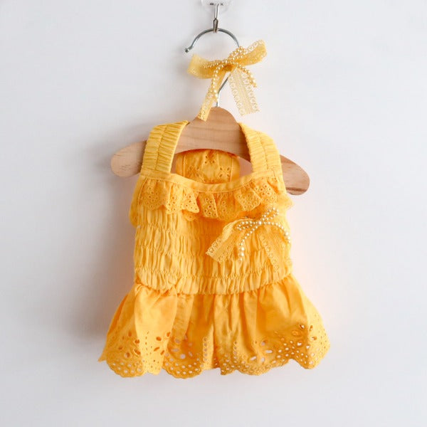Ribbon Dress and Hairpin Set – Yellow