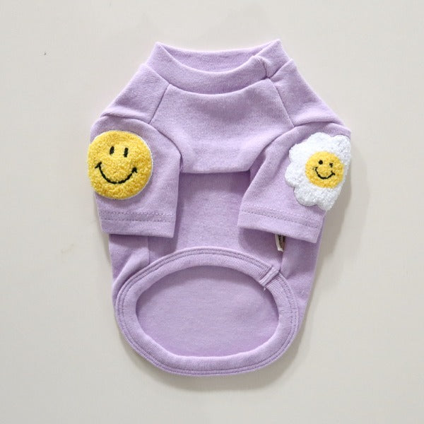 Smile Embroidered T-Shirt – Violet