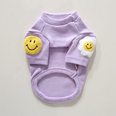 Smile Embroidered T-Shirt – Violet