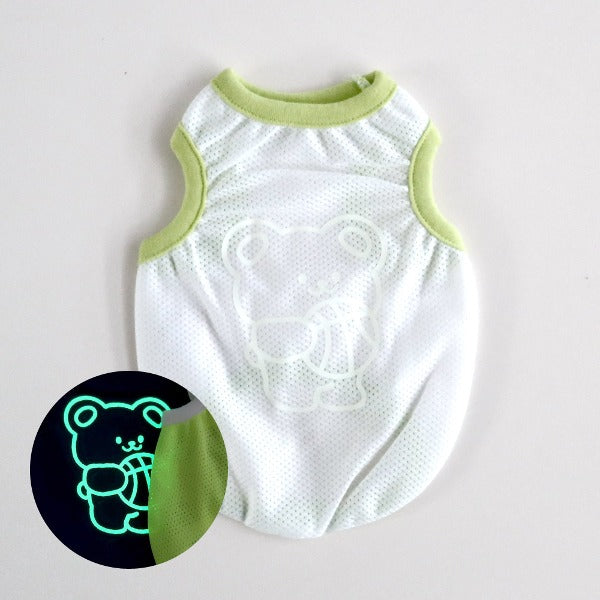 Glow-in-the-Dark Bear Sleeveless Top – White