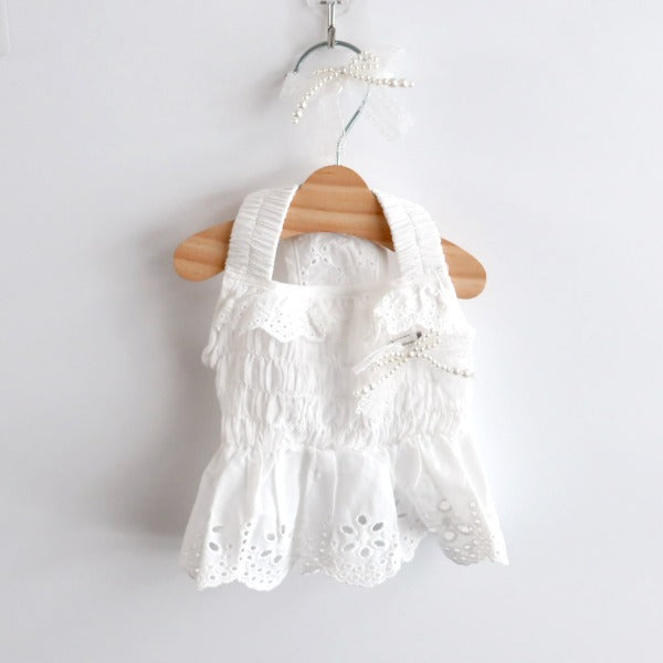 Ribbon Dress and Hairpin Set – White