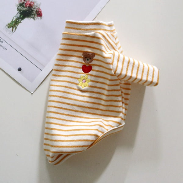 Bear Heart Flower Embroidered T-Shirt – Yellow