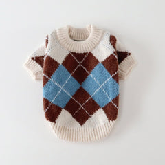 Full Argyle Knit Sweater – Beige