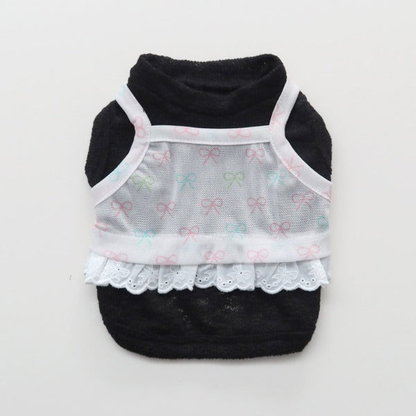 Ribbon Mesh Inner T-Shirt – Black