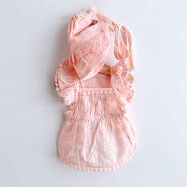 Eyelet Frill Dress Set – Pink