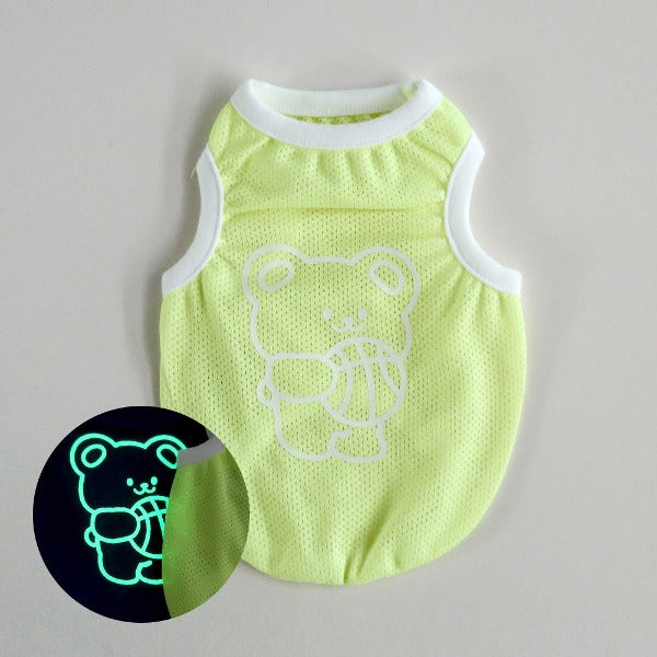 Glow-in-the-Dark Bear Sleeveless Top – Neon Yellow