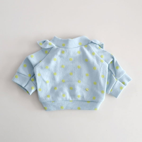 Polka-Dot Frill Top – Sky Blue