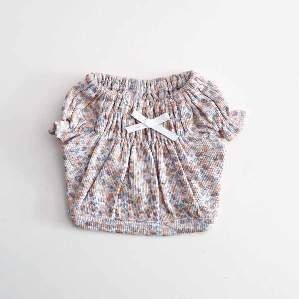 Floral Ruffle Blouse – Beige