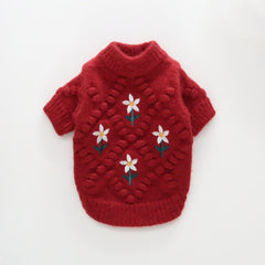 Grandma Embroidered Knit Sweater – Wine