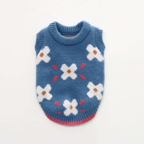 Daisy Knit Vest – Blue