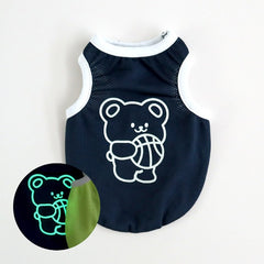 Glow-in-the-Dark Bear Sleeveless Top – Navy
