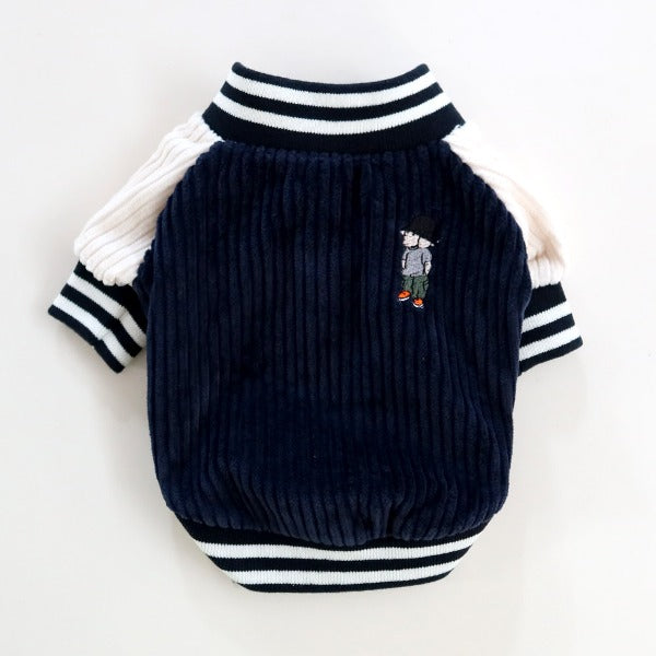 Corduroy Baseball Jacket – Navy
