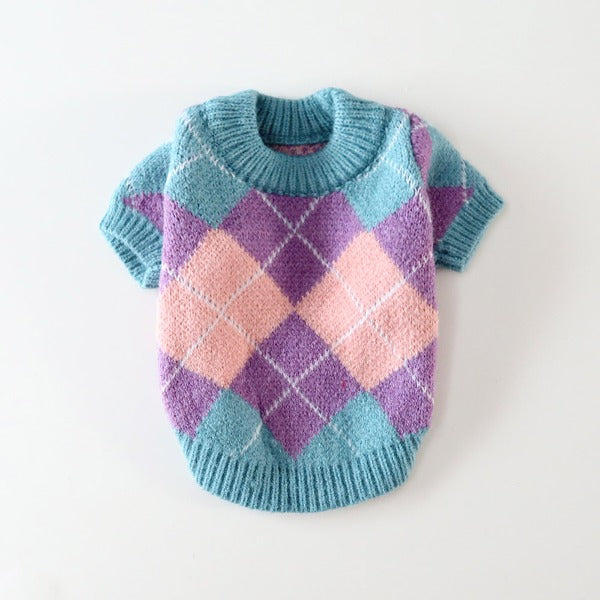 Full Argyle Knit Sweater – Blue