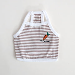 Embroidered Striped Sleeveless Top – Beige