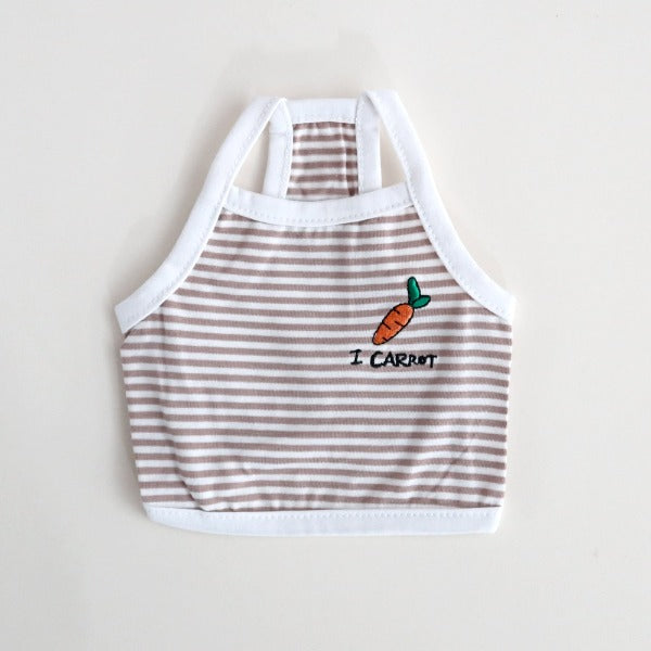 Embroidered Striped Sleeveless Top – Beige