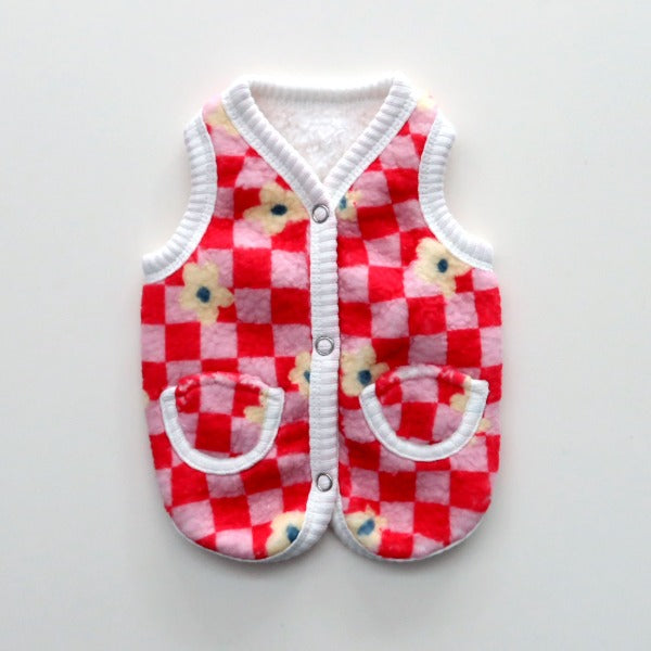 Check Sherpa Vest – Red