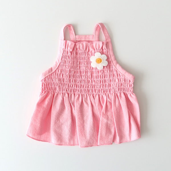 [Additional Color] Linen Smocked Dress – Pink