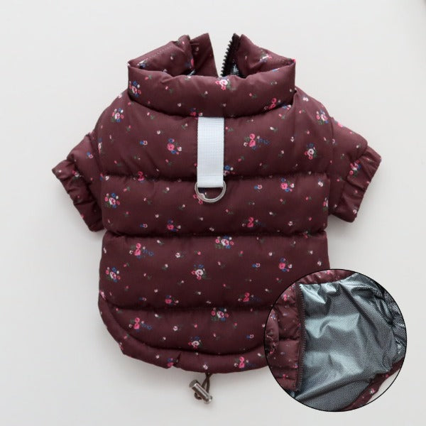 Ditsy Floral Thermal Puffer – Brown
