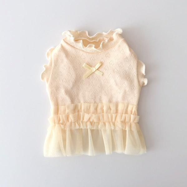 Cotton Heart Ruffle Dress – Yellow