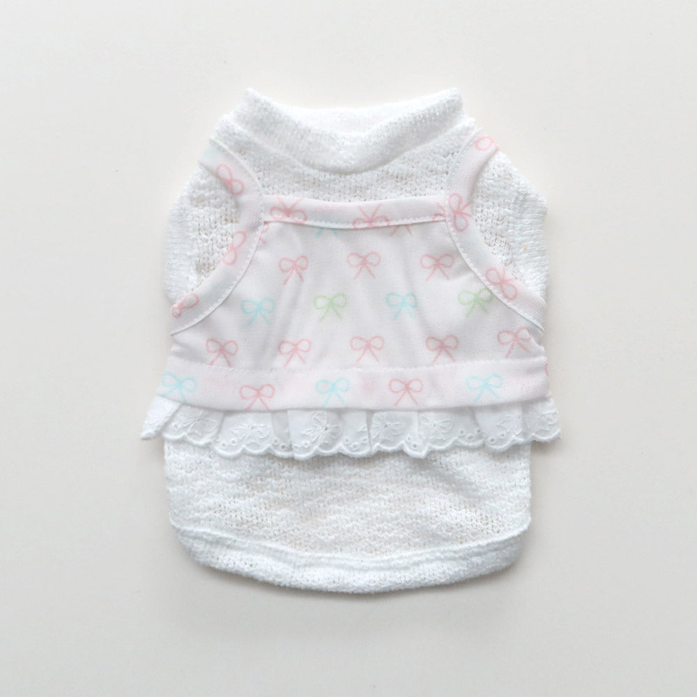 Ribbon Mesh Inner Tee (White)