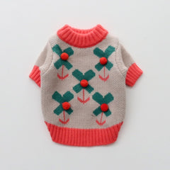 Pom-Pom Daisy Knit Sweater – Beige
