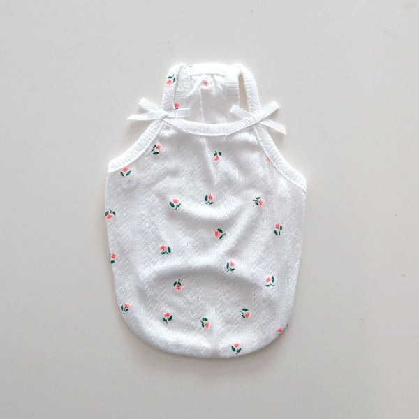 Ribbon Flower Cool Sleeveless Top – Ivory