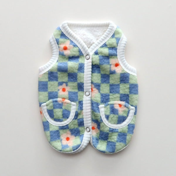 Check Sherpa Vest – Blue
