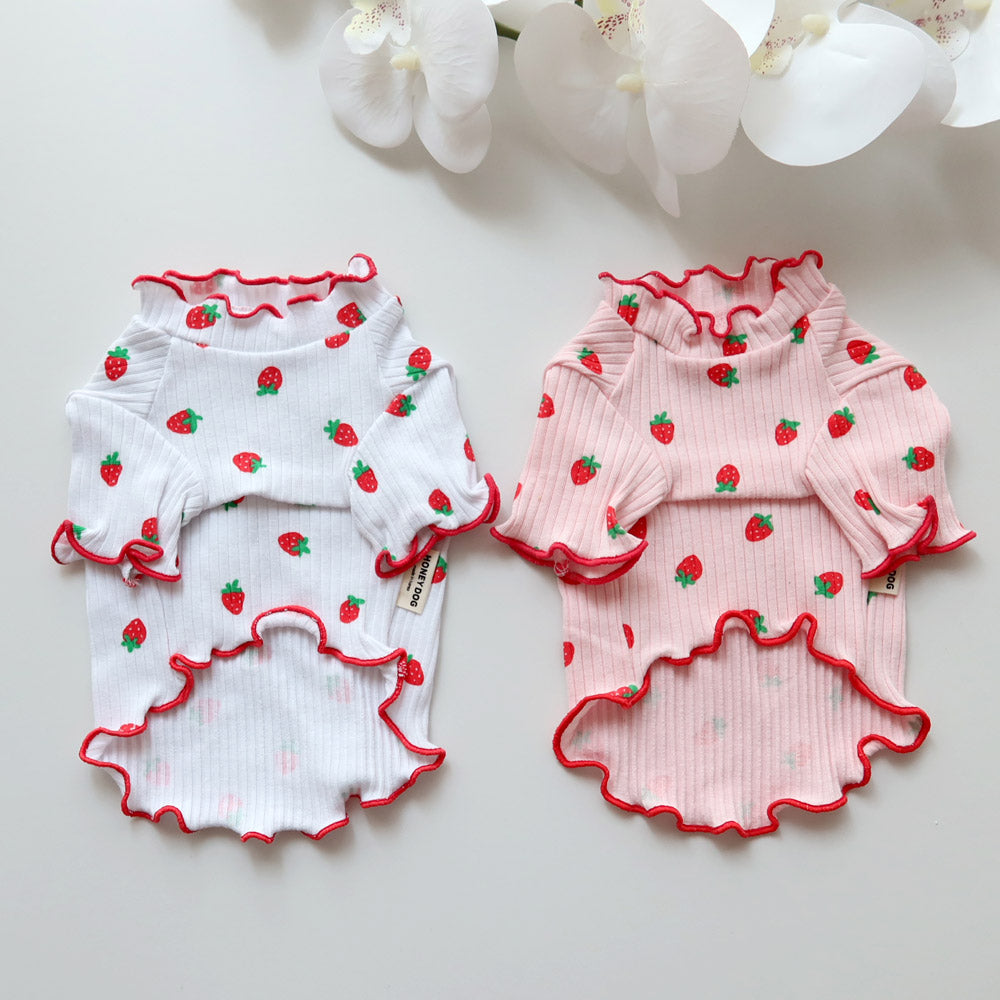 Strawberry Ruffle Tee (White)