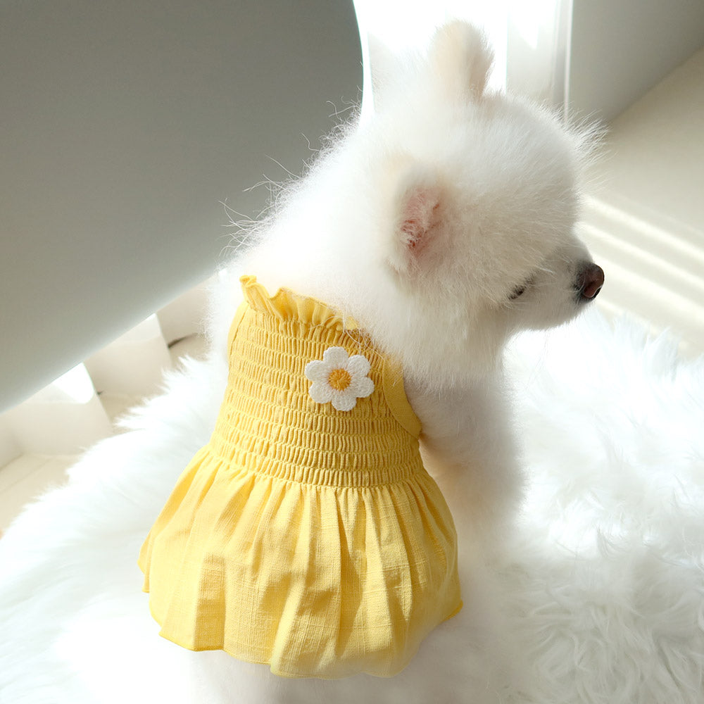 Linen Smock Dress (Yellow)
