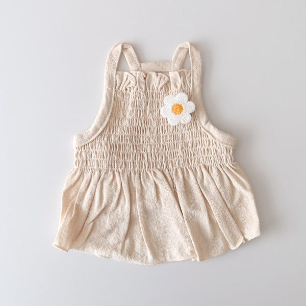 Linen Smocked Dress – Beige