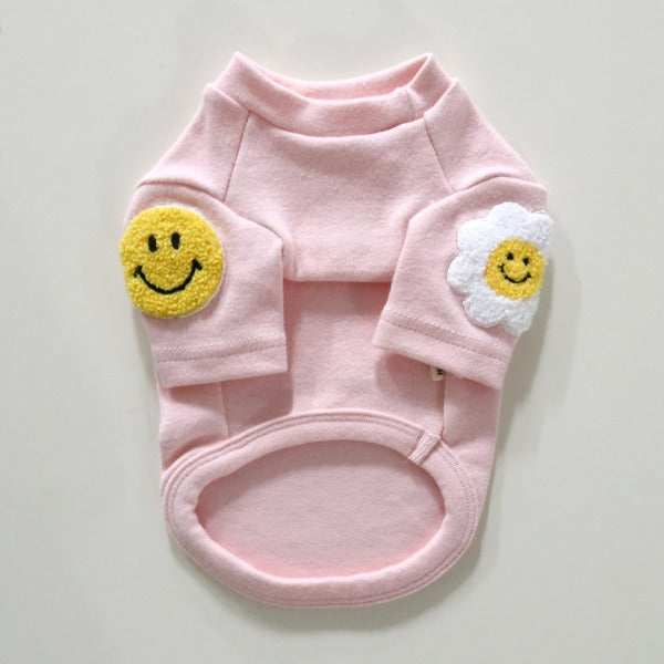 Smile Embroidered T-Shirt – Pink