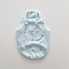 Ribbon Flower Cool Sleeveless Top – Sky Blue