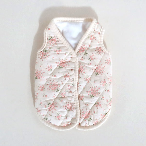 Ditsy Floral Quilted Vest – Light Cream / Diamond