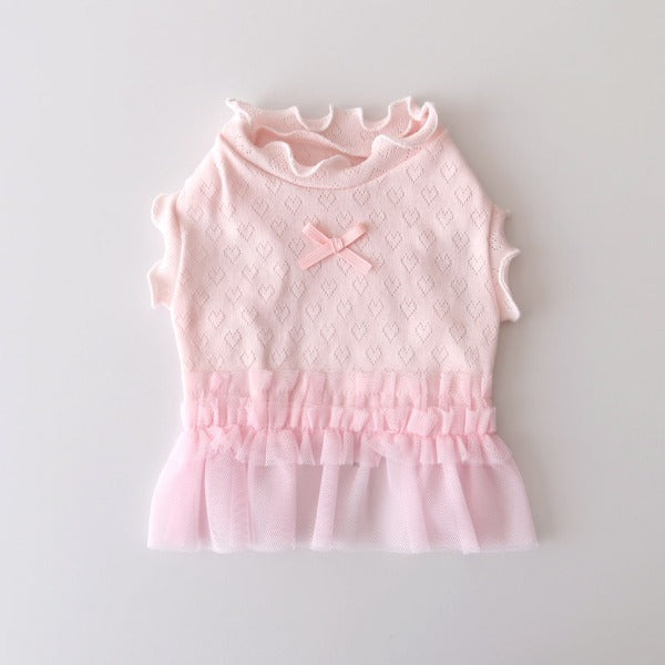 Cotton Heart Ruffle Dress – Pink