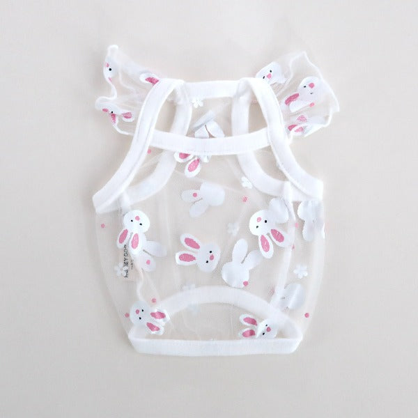 Bunny Mesh Frill Top – White