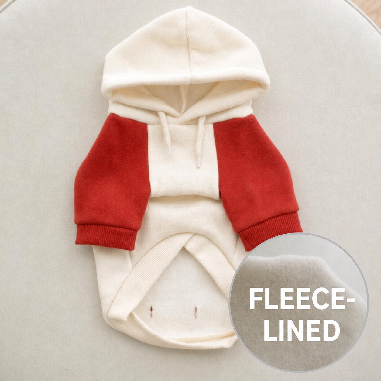 Fleece-Lined Raglan Hoodie – Red