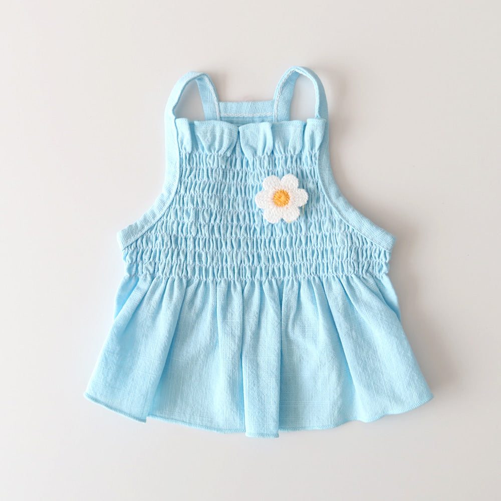 [Additional Color] Linen Smocked Dress – Sky Blue product photo 1