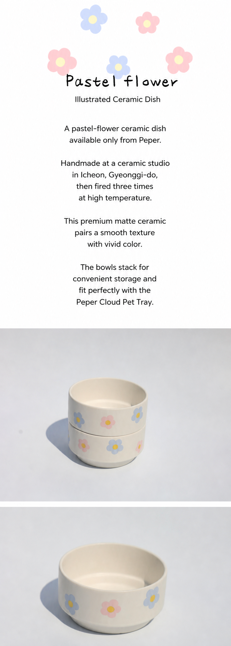 Illustrated Ceramic Dish – Pastel Flower – Product Details