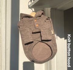 Knit Button Hood – Ash Brown
